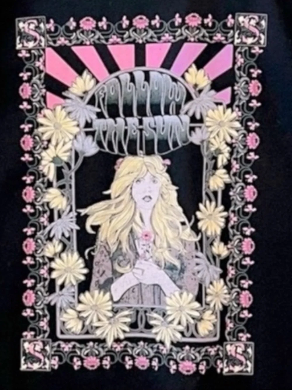 NEW Follow the Sun Black Festival Bohemian Tee Shirt Women’s Size Small NWT - Picture 5 of 11